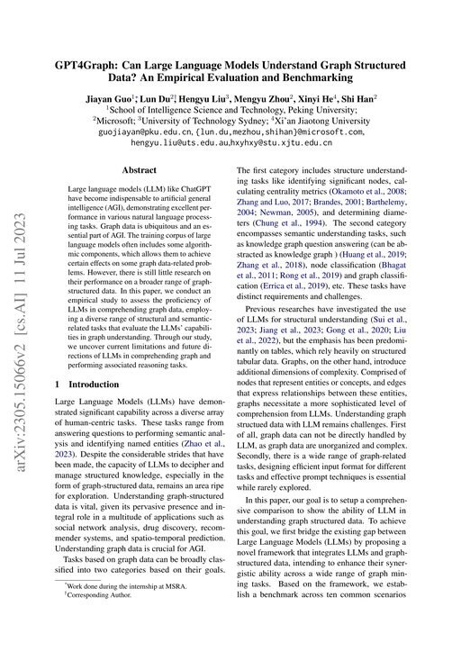 Main figure for GPT4Graph: Can Large Language Models Understand Graph Structured Data? An Empirical Evaluation and Benchmarking