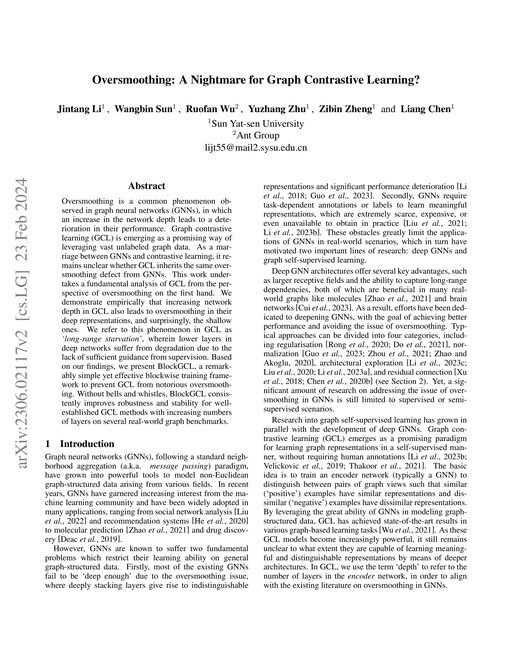 Main figure for Oversmoothing: A Nightmare for Graph Contrastive Learning?