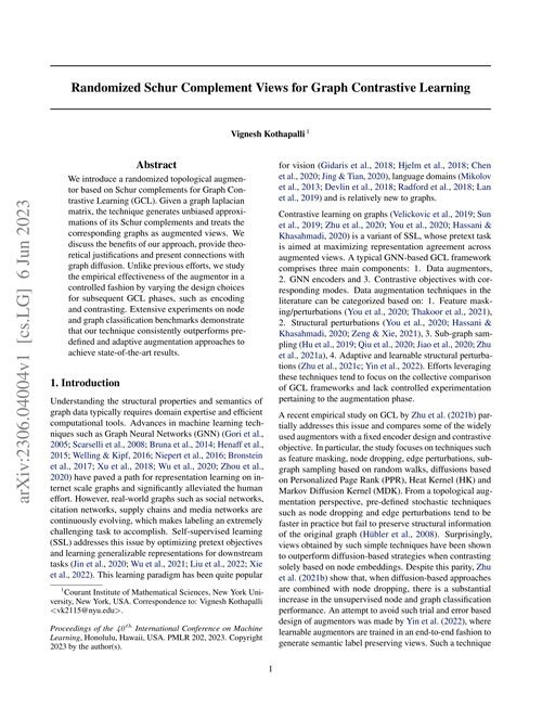 Main figure for Randomized Schur Complement Views for Graph Contrastive Learning
