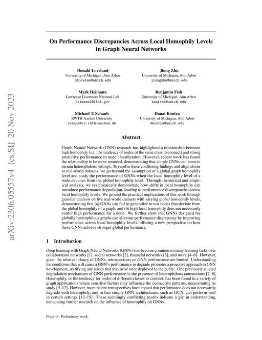 Main figure for On Performance Discrepancies Across Local Homophily Levels in Graph Neural Networks