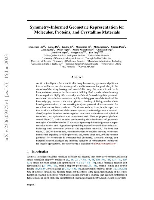 Main figure for Symmetry-Informed Geometric Representation for Molecules, Proteins, and Crystalline Materials
