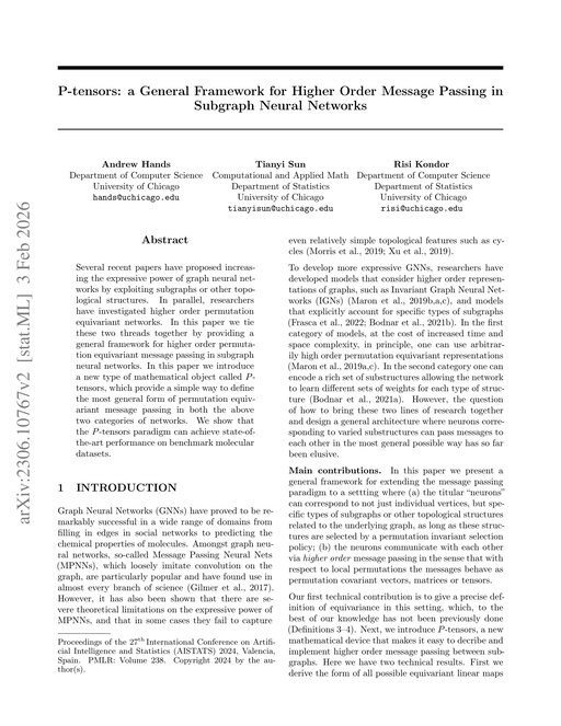 Main figure for P-tensors: a General Framework for Higher Order Message Passing in Subgraph Neural Networks