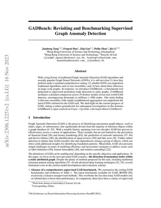 Main figure for GADBench: Revisiting and Benchmarking Supervised Graph Anomaly Detection