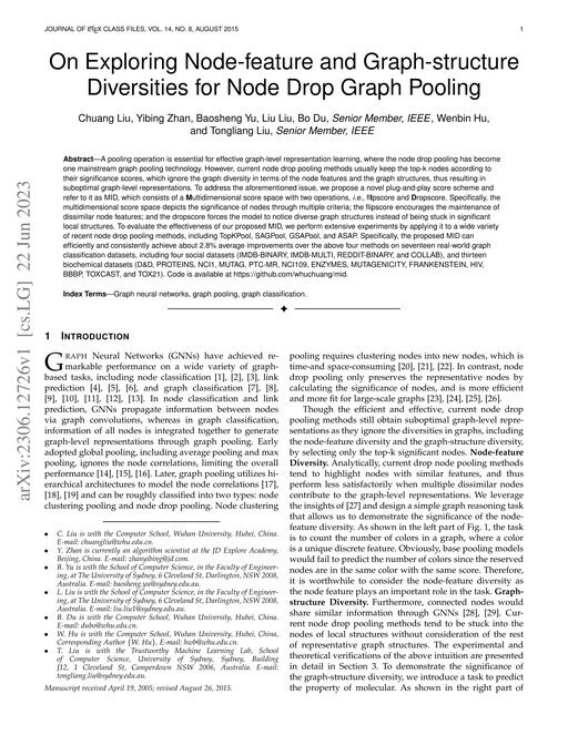 Main figure for On Exploring Node-feature and Graph-structure Diversities for Node Drop Graph Pooling