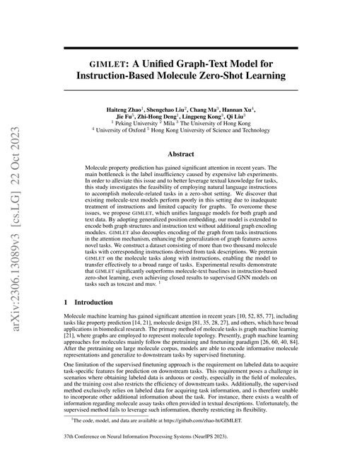 Main figure for gimlet: A Unified Graph-Text Model for Instruction-Based Molecule Zero-Shot Learning