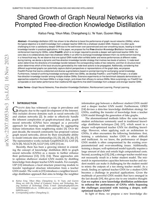 Main figure for Shared Growth of Graph Neural Networks via Prompted Free-direction Knowledge Distillation