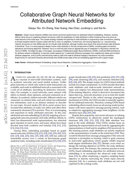 Main figure for Collaborative Graph Neural Networks for Attributed Network Embedding