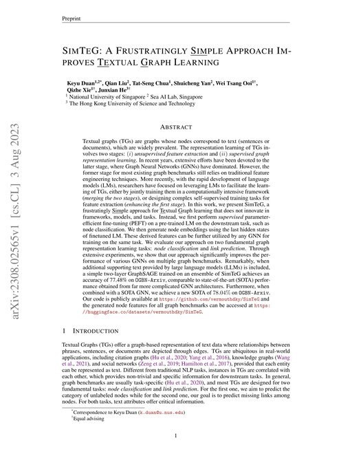 Main figure for SimTeG: A Frustratingly ple Approach Improves xtual raph Learning