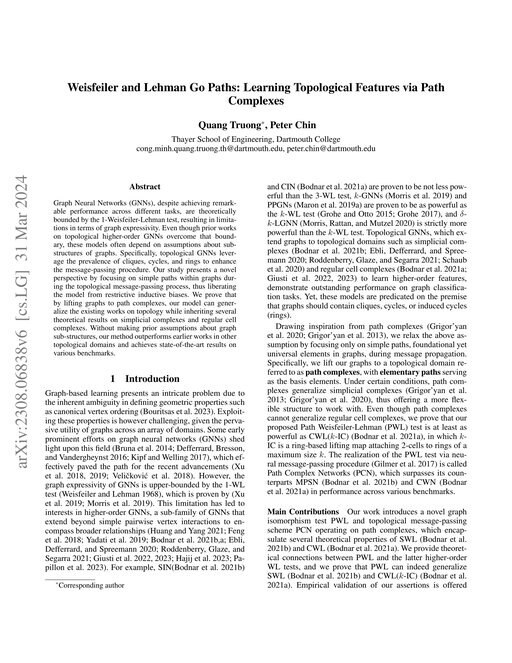 Main figure for Weisfeiler and Lehman Go Paths: Learning Topological Features via Path Complexes
