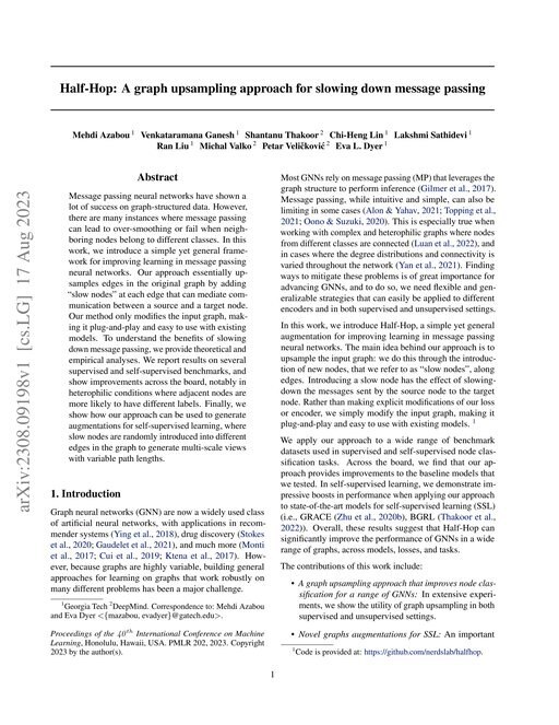 Main figure for Half-Hop: A graph upsampling approach for slowing down message passing