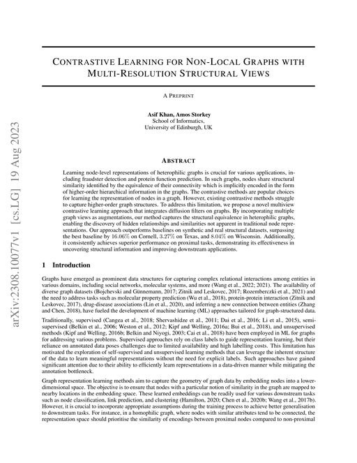Main figure for Contrastive Learning for Non-Local Graphs with Multi-Resolution Structural Views