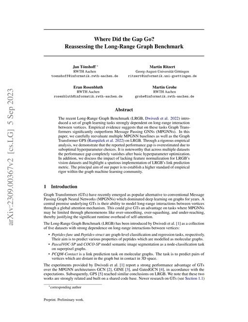 Main figure for Where Did the Gap Go? Reassessing the Long-Range Graph Benchmark