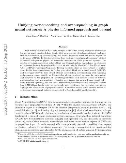 Main figure for Unifying over-smoothing and over-squashing in graph neural networks: A physics informed approach and beyond