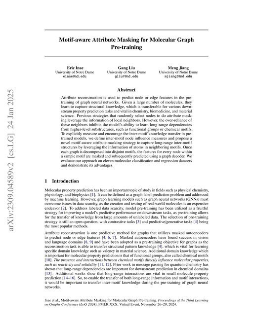 Main figure for Motif-aware Attribute Masking for Molecular Graph Pre-training