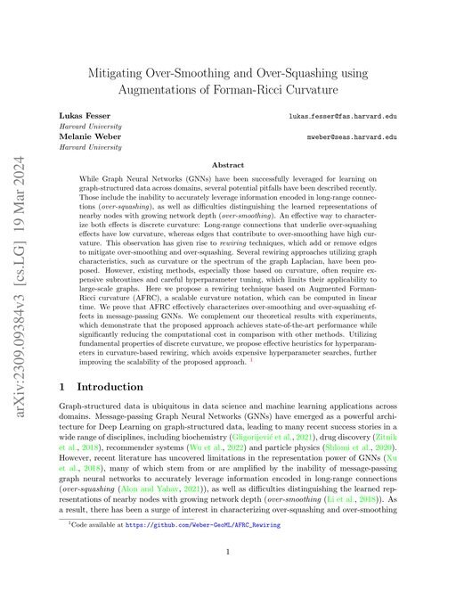 Main figure for Mitigating Over-Smoothing and Over-Squashing using Augmentations of Forman-Ricci Curvature