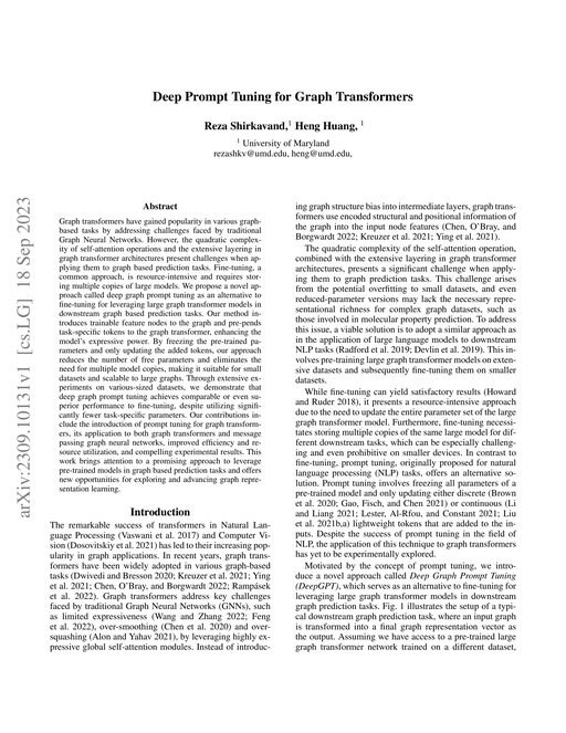 Main figure for Deep Prompt Tuning for Graph Transformers