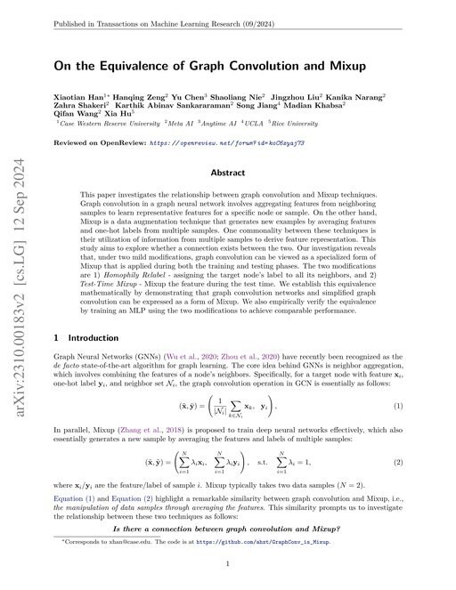 Main figure for On the Equivalence of Graph Convolution and Mixup