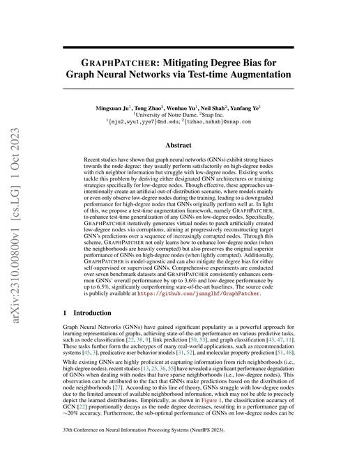 Main figure for GraphPatcher: Mitigating Degree Bias for Graph Neural Networks via Test-time Augmentation