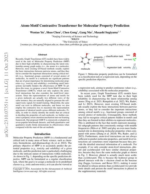 Main figure for Atom-Motif Contrastive Transformer for Molecular Property Prediction