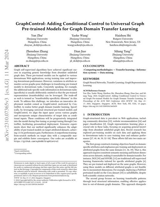Main figure for GraphControl: Adding Conditional Control to Universal Graph Pre-trained Models for Graph Domain Transfer Learning