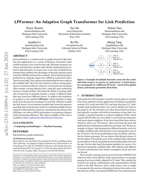 Main figure for LPFormer: An Adaptive Graph Transformer for Link Prediction
