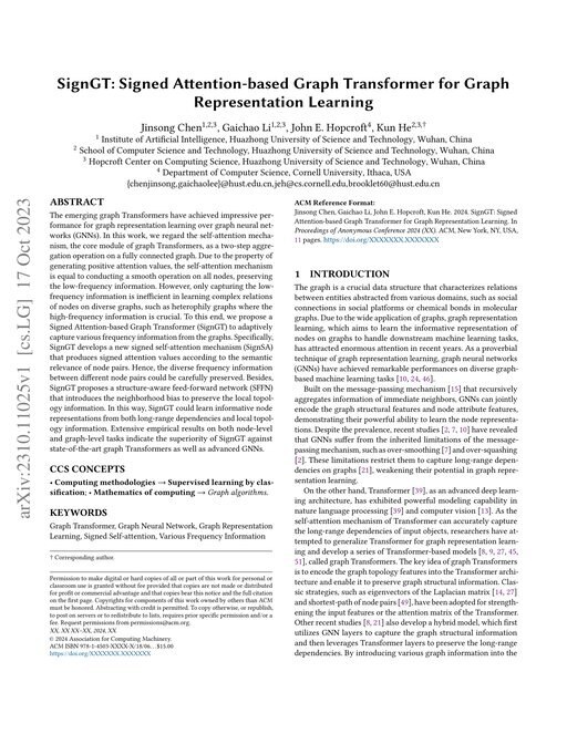 Main figure for SignGT: Signed Attention-based Graph Transformer for Graph Representation Learning