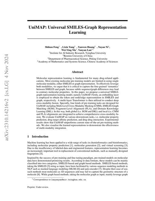 Main figure for UniMAP: Universal SMILES-Graph Representation Learning