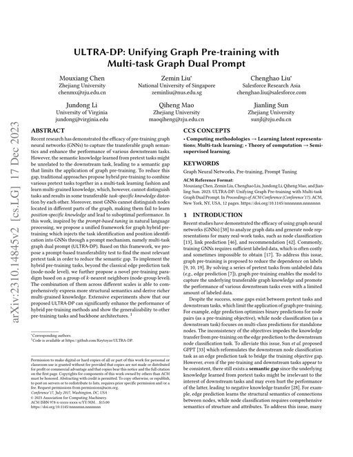 Main figure for ULTRA-DP: Unifying Graph Pre-training with Multi-task Graph Dual Prompt