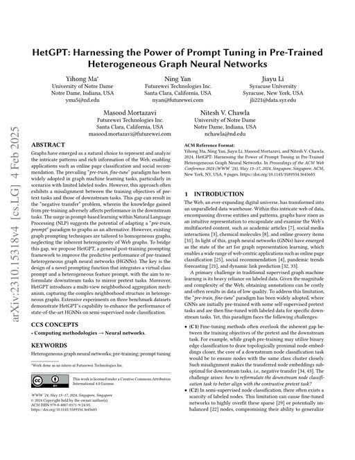 Main figure for HetGPT: Harnessing the Power of Prompt Tuning in Pre-Trained Heterogeneous Graph Neural Networks