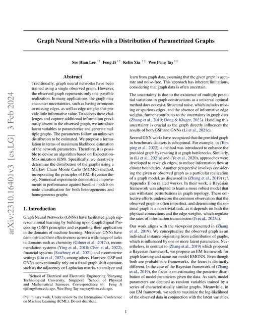 Main figure for Graph Neural Networks with a Distribution of Parametrized Graphs
