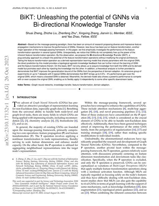 Main figure for BiKT: Unleashing the potential of GNNs via Bi-directional Knowledge Transfer