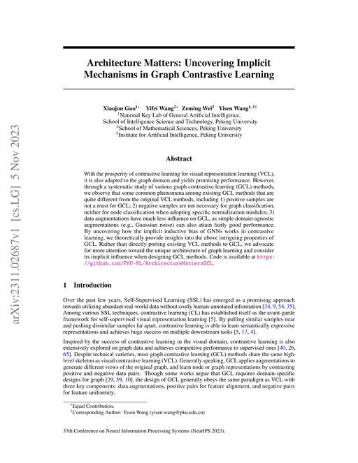Main figure for Architecture Matters: Uncovering Implicit Mechanisms in Graph Contrastive Learning