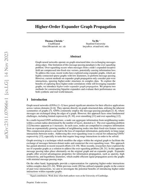 Main figure for Higher-Order Expander Graph Propagation