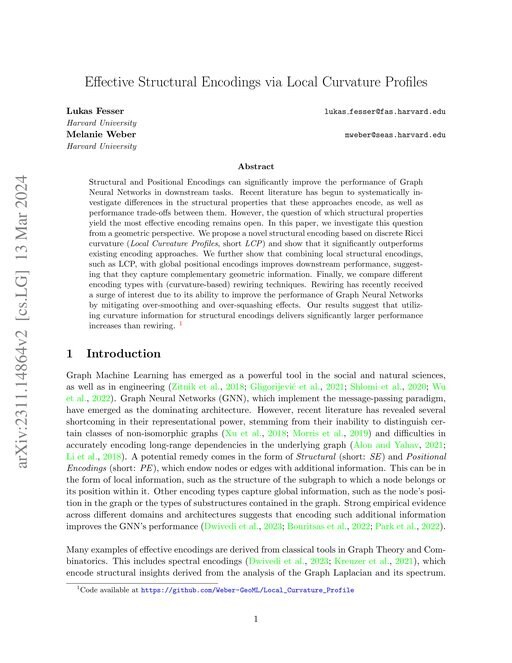 Main figure for Effective Structural Encodings via Local Curvature Profiles