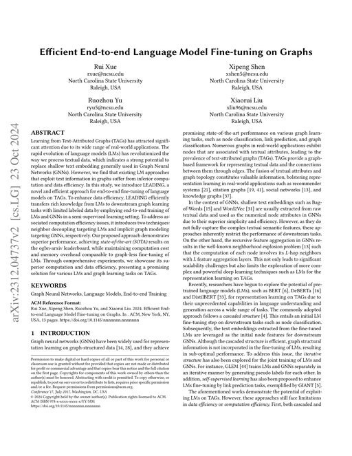 Main figure for Efficient End-to-end Language Model Fine-tuning on Graphs