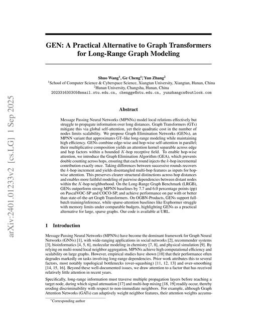 Main figure for GEN: A Practical Alternative to Graph Transformers for Long-Range Graph Modeling