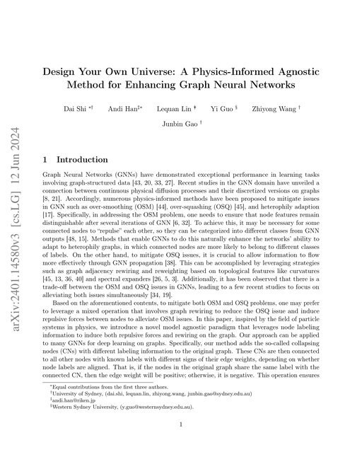 Main figure for Design your own universe: a physics-informed agnostic method for enhancing graph neural networks