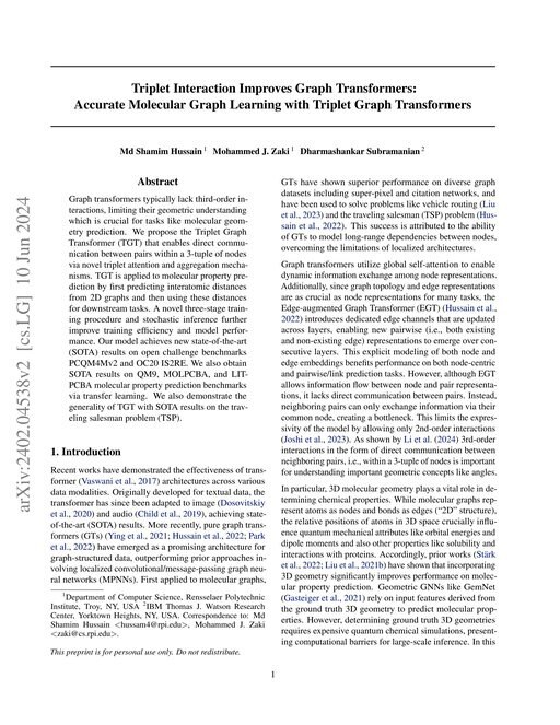 Main figure for Triplet Interaction Improves Graph Transformers: Accurate Molecular Graph Learning with Triplet Graph Transformers