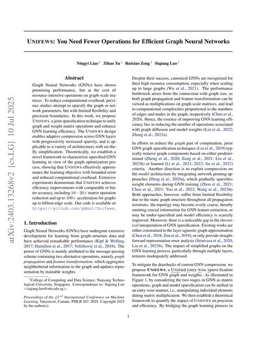 Main figure for Unifews: You Need Fewer Operations for Efficient Graph Neural Networks