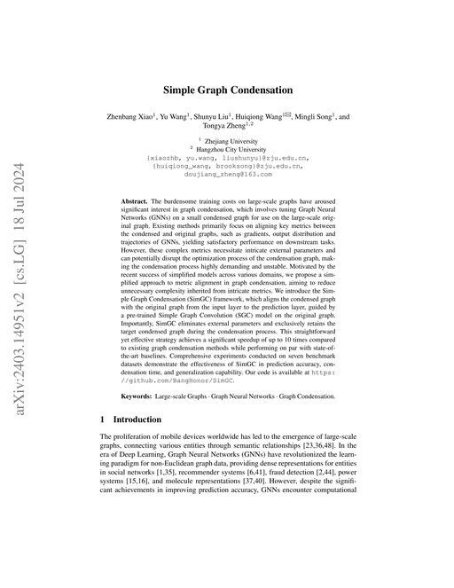 Main figure for Simple Graph Condensation