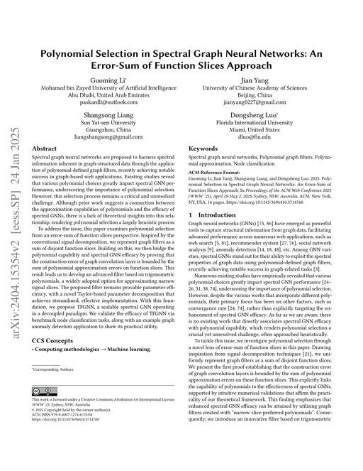 Main figure for Polynomial Selection in Spectral Graph Neural Networks: An Error-Sum of Function Slices Approach