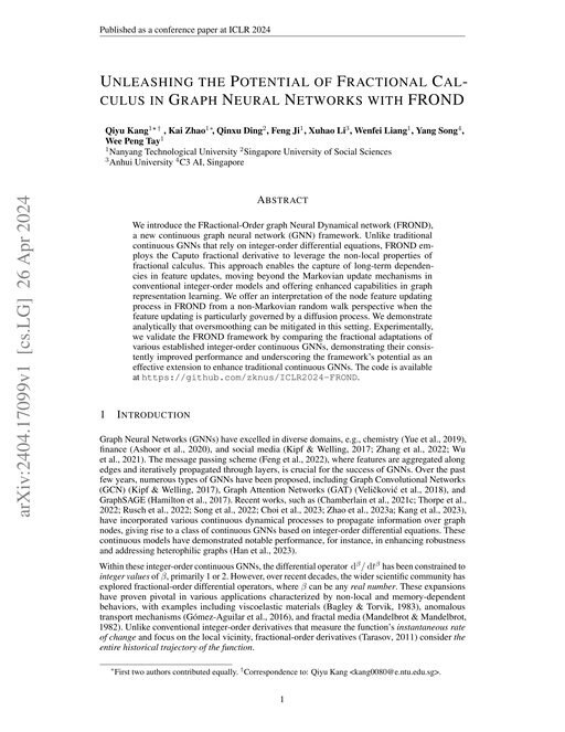 Main figure for Unleashing the Potential of Fractional Calculus in Graph Neural Networks with FROND