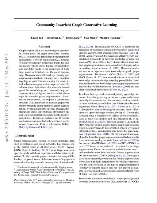 Main figure for Community-Invariant Graph Contrastive Learning