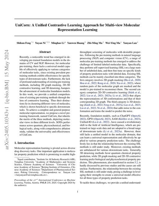 Main figure for UniCorn: A Unified Contrastive Learning Approach for Multi-view Molecular Representation Learning