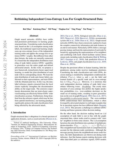 Main figure for Rethinking Independent Cross-Entropy Loss For Graph-Structured Data