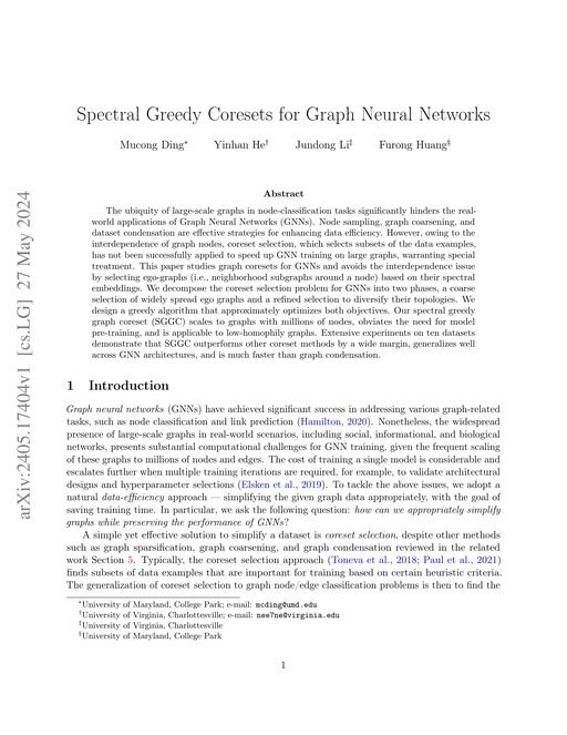 Main figure for Spectral Greedy Coresets for Graph Neural Networks