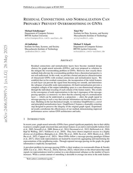 Main figure for Residual Connections and Normalization Can Provably Prevent Oversmoothing in GNNs
