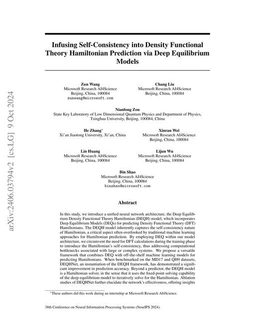 Main figure for Infusing Self-Consistency into Density Functional Theory Hamiltonian Prediction via Deep Equilibrium Models