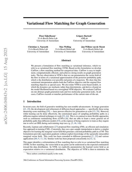 Main figure for Variational Flow Matching for Graph Generation