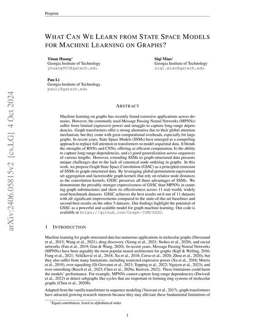 Main figure for What Can We Learn from State Space Models for Machine Learning on Graphs?
